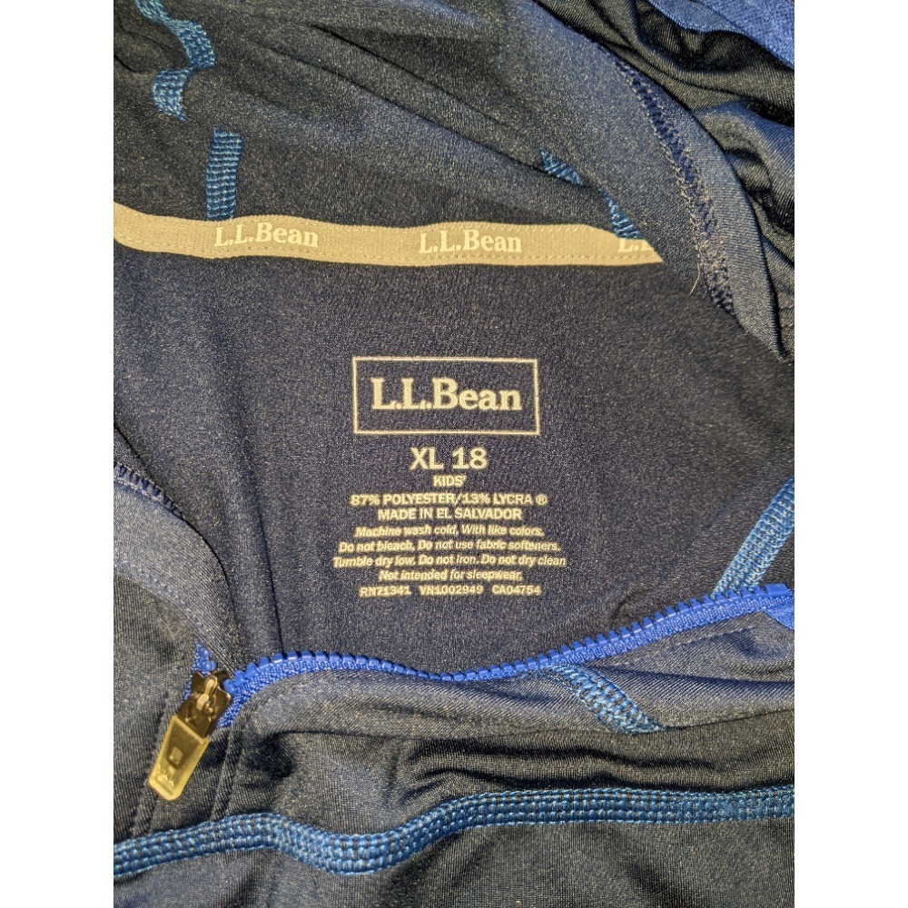 LL BEAN 1/4 Zip Hoodie Kids Boy's Pullover Athletic Size XL (18) Blue - Picture 4 of 4